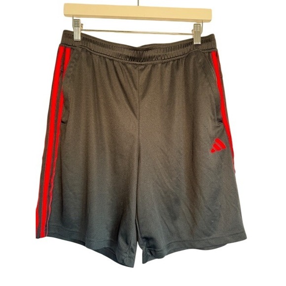 adidas Other - Adidas Mens Athletic Shorts Gray Red Stripes Logo AEROREADY Size L